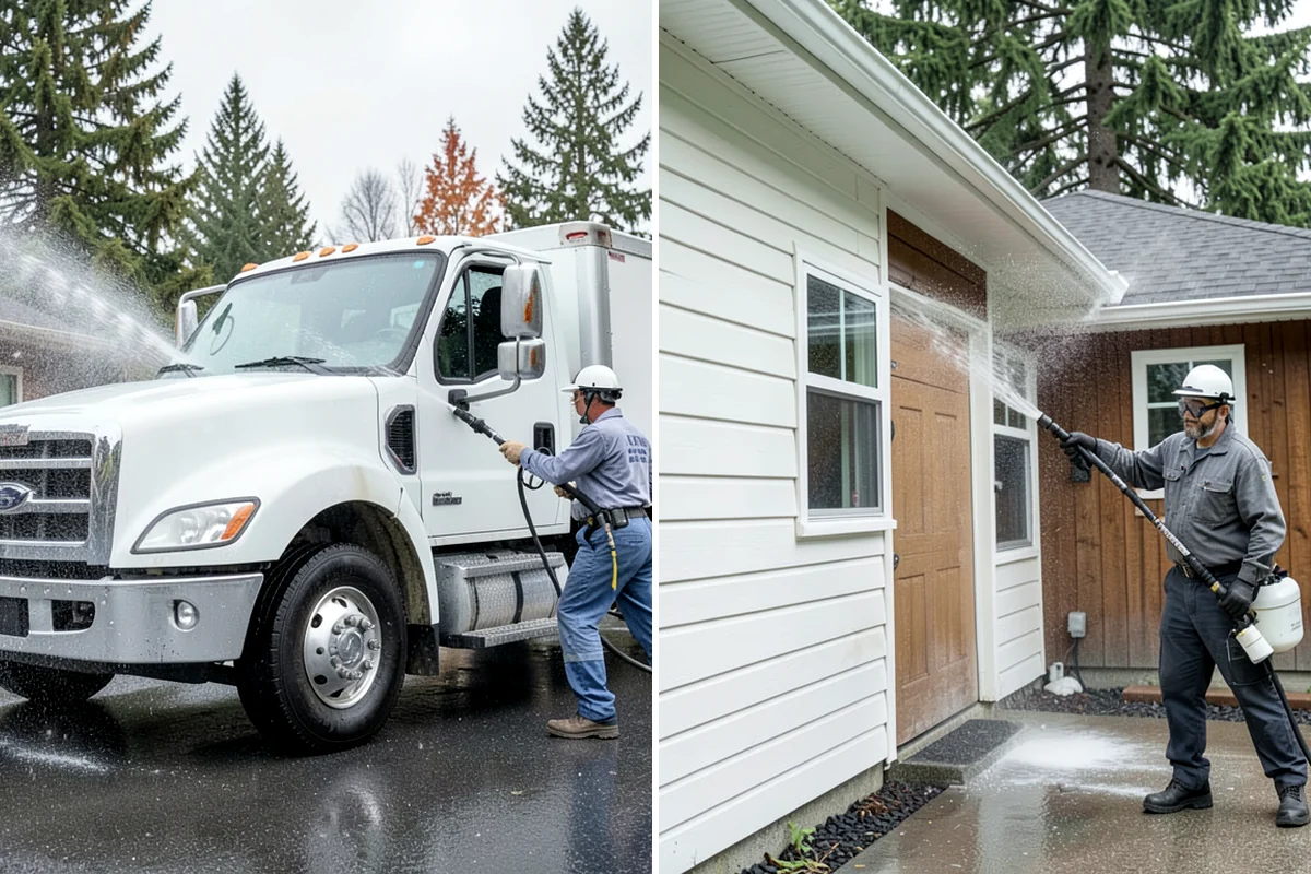 Equipment Washing in Lakewood, Pierce County, WA - Pre-scrape and pre-soak heavy mud deposits