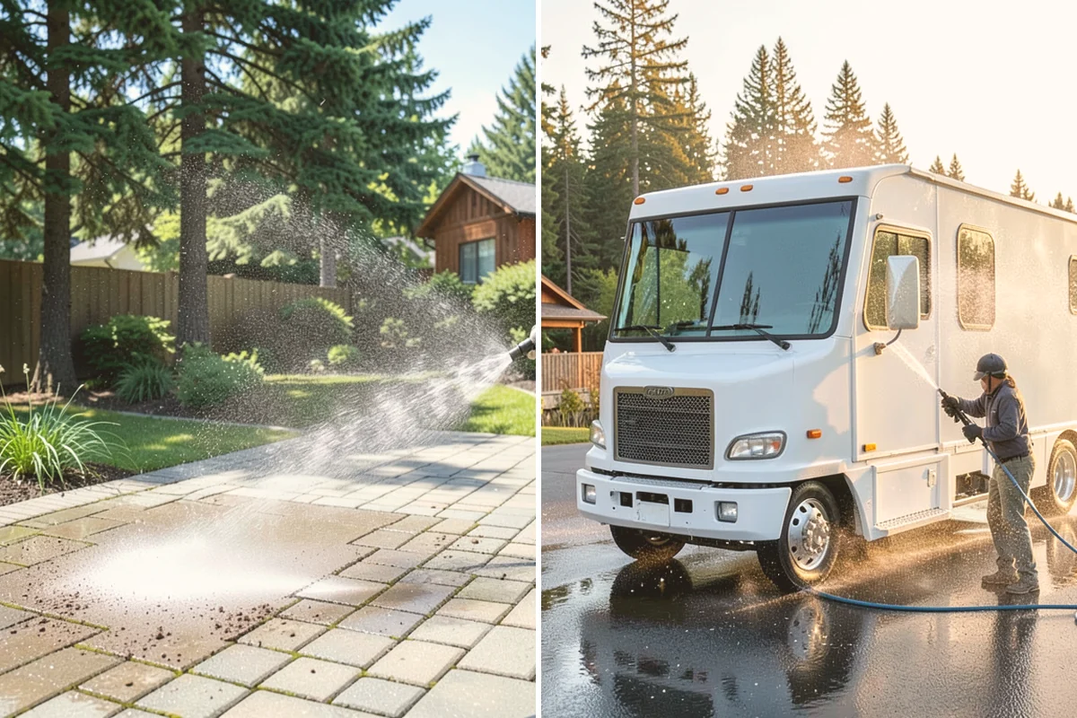 Equipment Washing in Newcastle, King County, WA - Pre-scrape and pre-soak heavy mud deposits