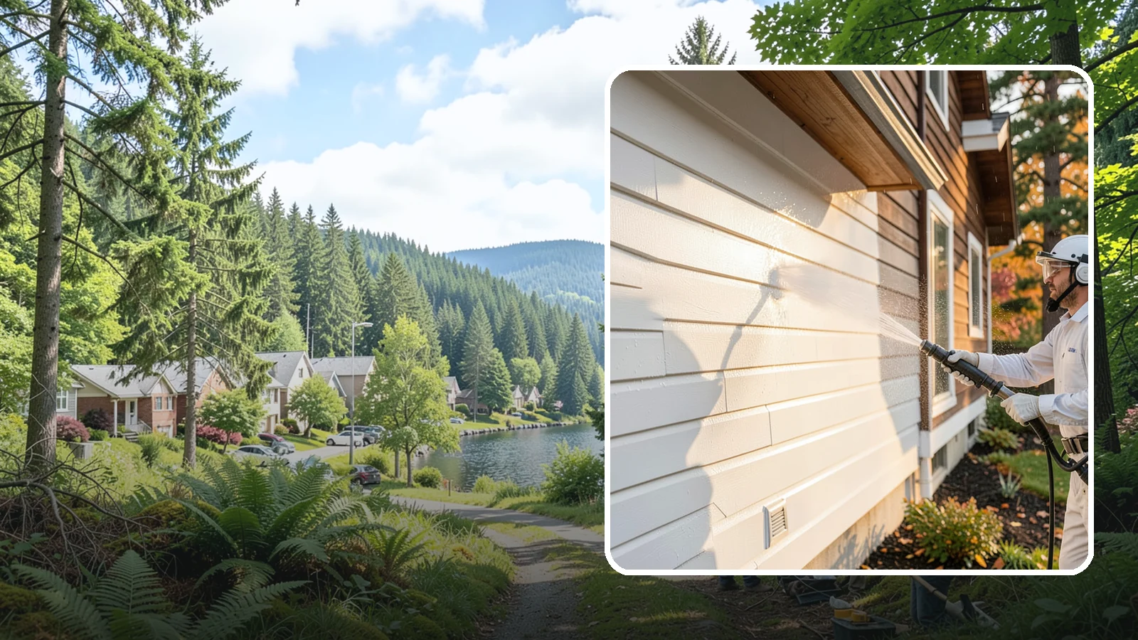 Exterior Dust Removal in Lake Forest Park, King County, WA - Exterior dust removal rinses away the pollen, road grit, and settled dust that cling to siding between our region's rain events.