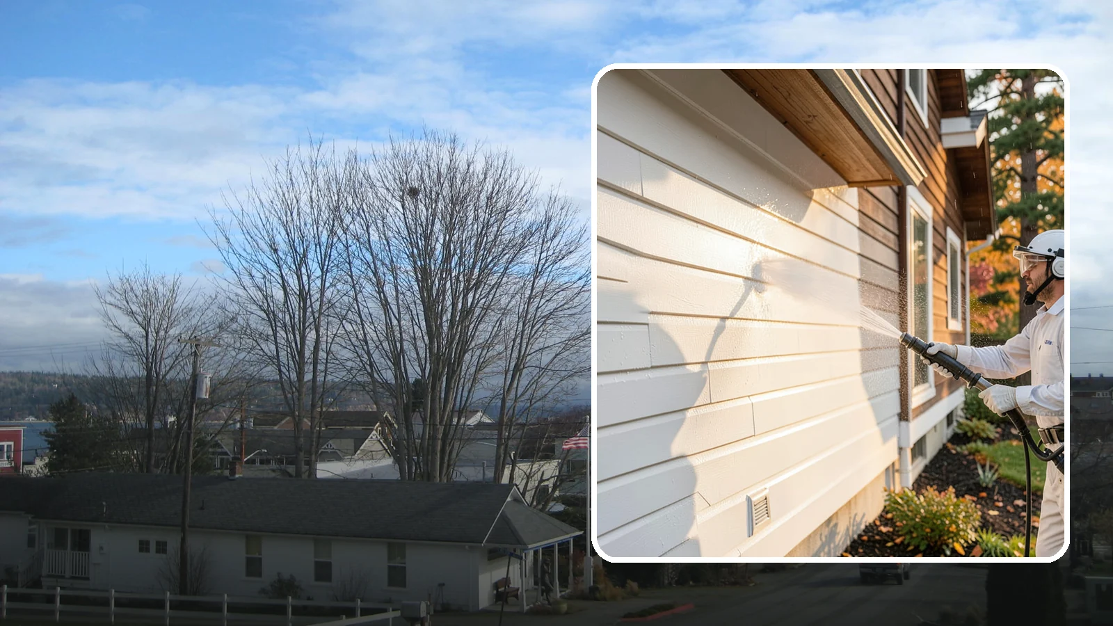 Exterior Dust Removal in Langley, Island County, WA - Exterior dust removal rinses away the pollen, road grit, and settled dust that cling to siding between our region's rain events.