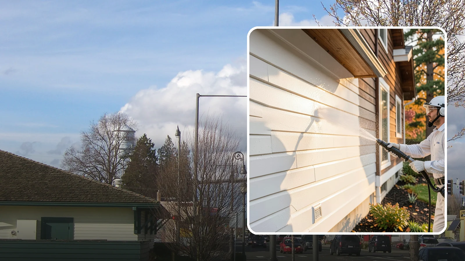 Exterior Dust Removal in Marysville, Snohomish County, WA - Exterior dust removal rinses away the pollen, road grit, and settled dust that cling to siding between our region's rain events.