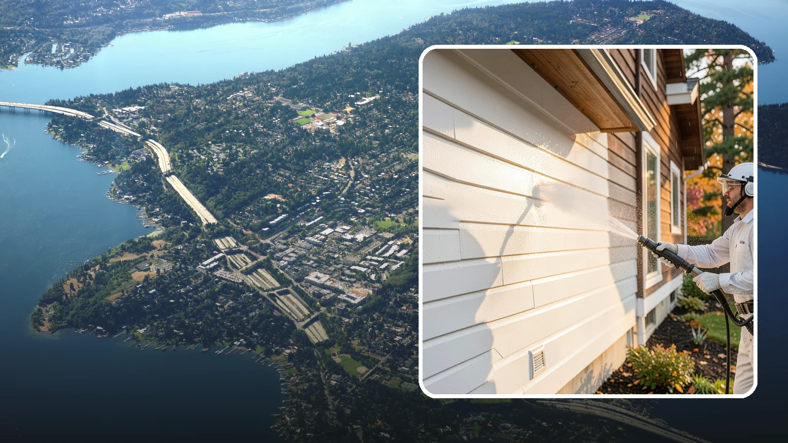 Exterior Dust Removal in Mercer Island, King County, WA - Exterior dust removal rinses away the pollen, road grit, and settled dust that cling to siding between our region's rain events.