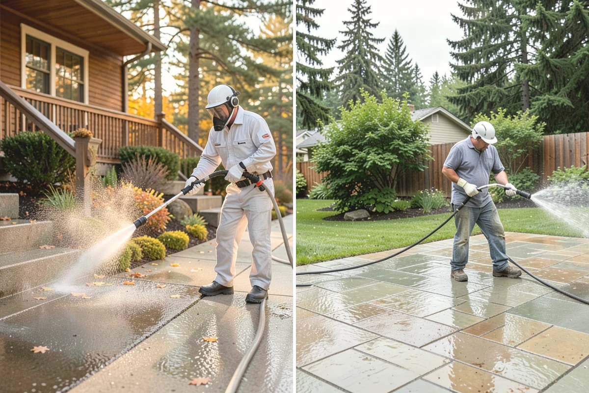 Exterior Gutter Whitening in Anacortes, Skagit County, WA - Rinse loose grime from the gutter faces