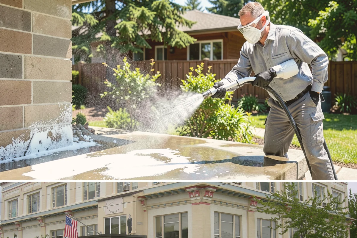 Exterior Gutter Whitening in Anacortes, Skagit County, WA - Whitening shows best in spring or summer when brighter light highlights the restored panels.