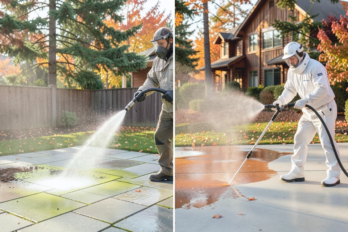 Exterior Gutter Whitening in Auburn, King County, WA - Rinse loose grime from the gutter faces