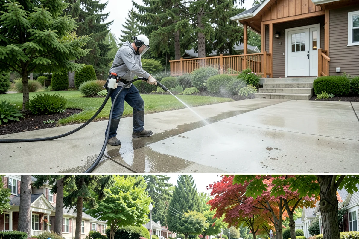 Exterior Gutter Whitening in Beaux Arts Village, King County, WA - Whitening shows best in spring or summer when brighter light highlights the restored panels.