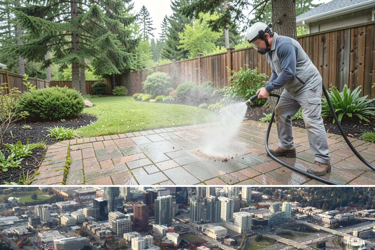 Exterior Gutter Whitening in Bellevue, King County, WA - Whitening shows best in spring or summer when brighter light highlights the restored panels.