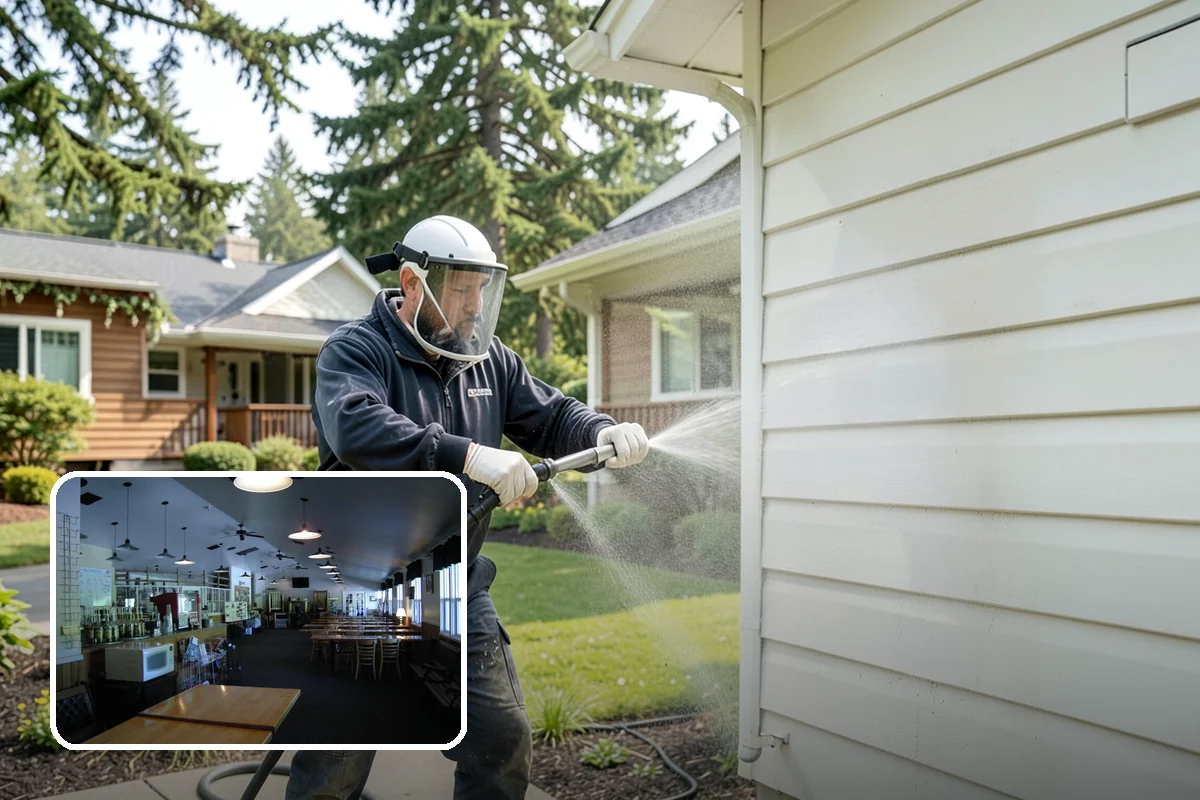 Exterior Gutter Whitening in Black Diamond, King County, WA - Dissolves the gray oxidation layer on white gutter faces