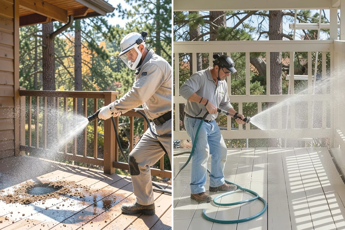 Exterior Gutter Whitening in Black Diamond, King County, WA - Rinse loose grime from the gutter faces