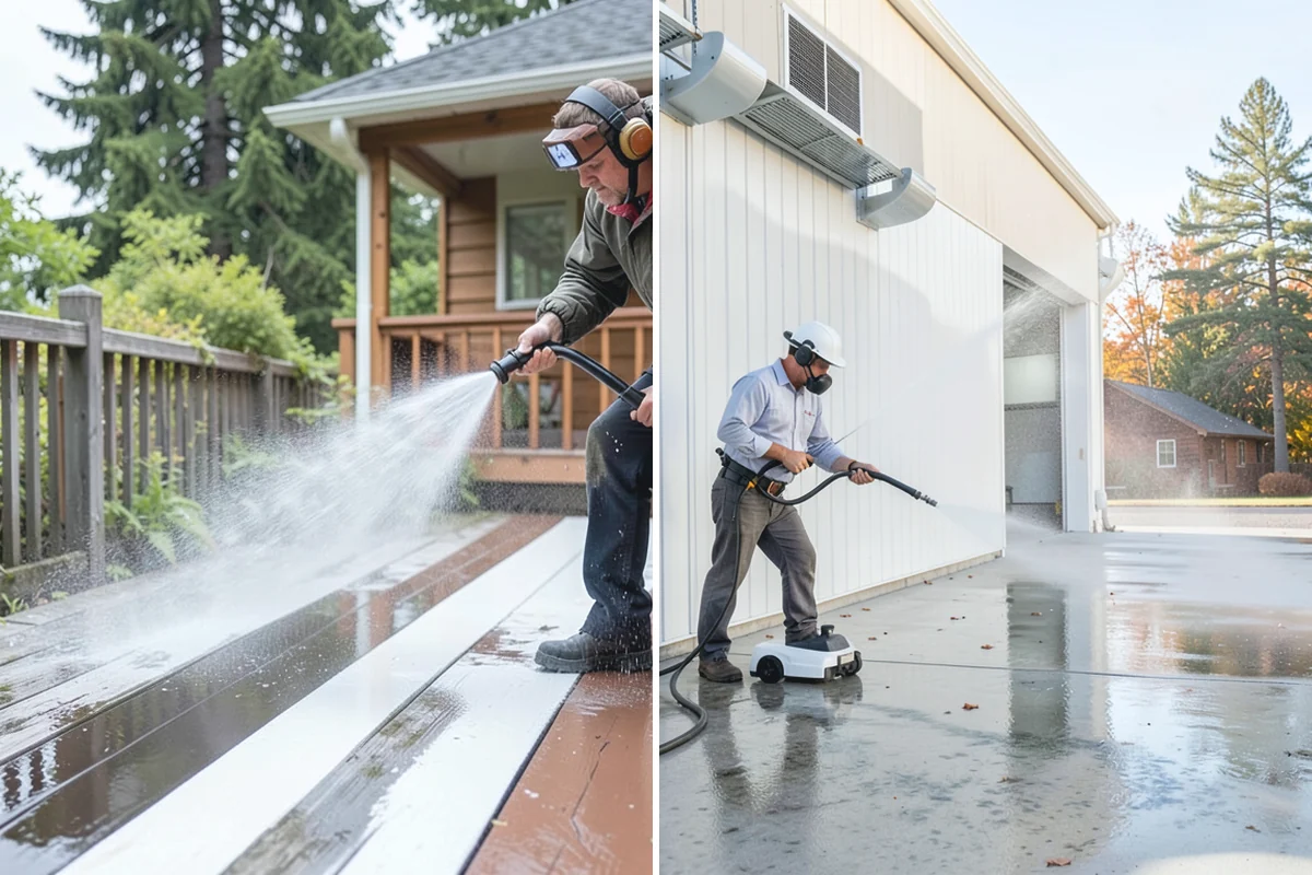 Exterior Gutter Whitening in Bonney Lake, Pierce County, WA - Rinse loose grime from the gutter faces