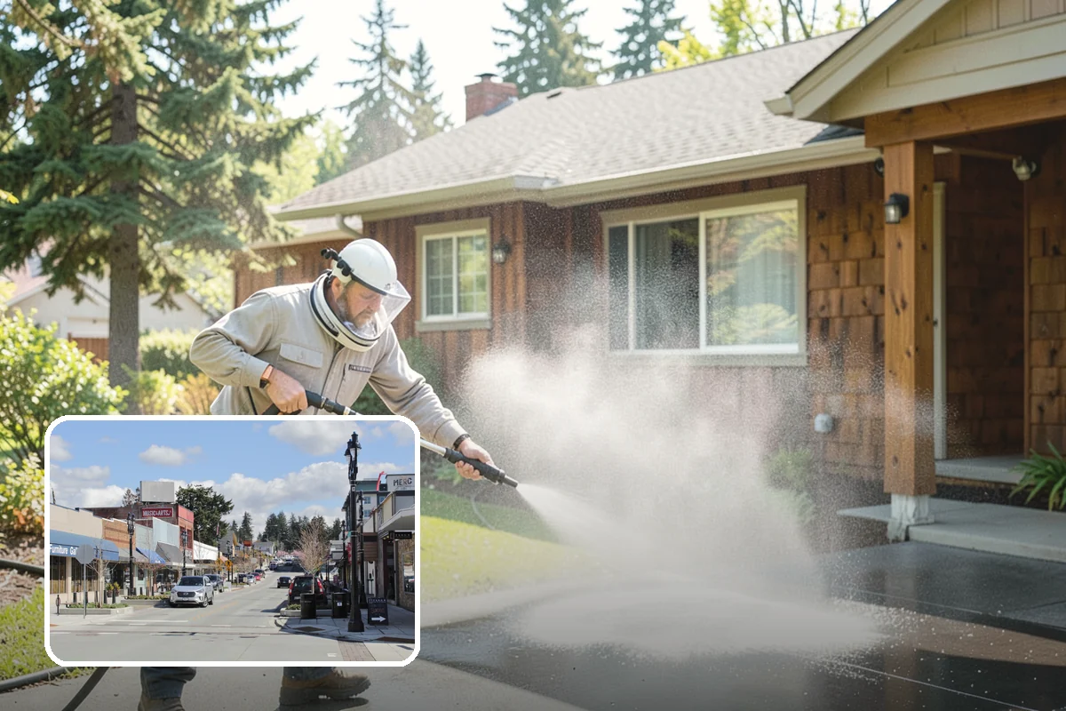Exterior Gutter Whitening in Bothell, King County, WA - Dissolves the gray oxidation layer on white gutter faces