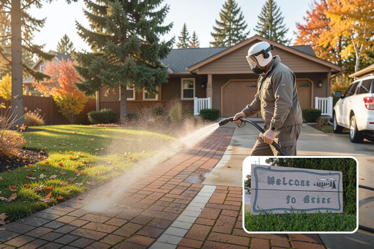 Exterior Gutter Whitening in Brier, Snohomish County, WA - Dissolves the gray oxidation layer on white gutter faces