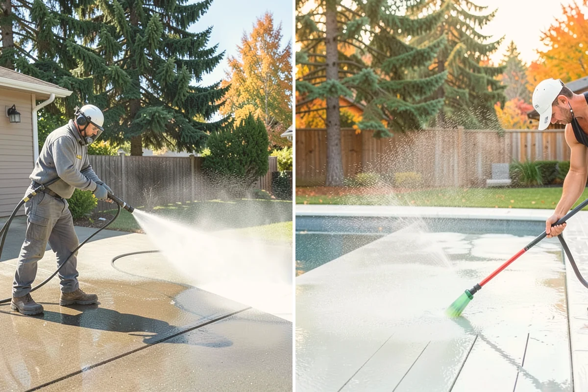 Exterior Gutter Whitening in Brier, Snohomish County, WA - Rinse loose grime from the gutter faces