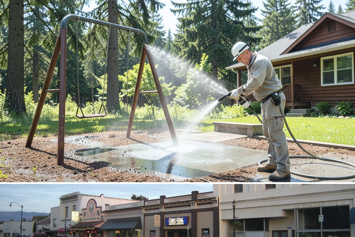 Exterior Gutter Whitening in Burlington, Skagit County, WA - Whitening shows best in spring or summer when brighter light highlights the restored panels.