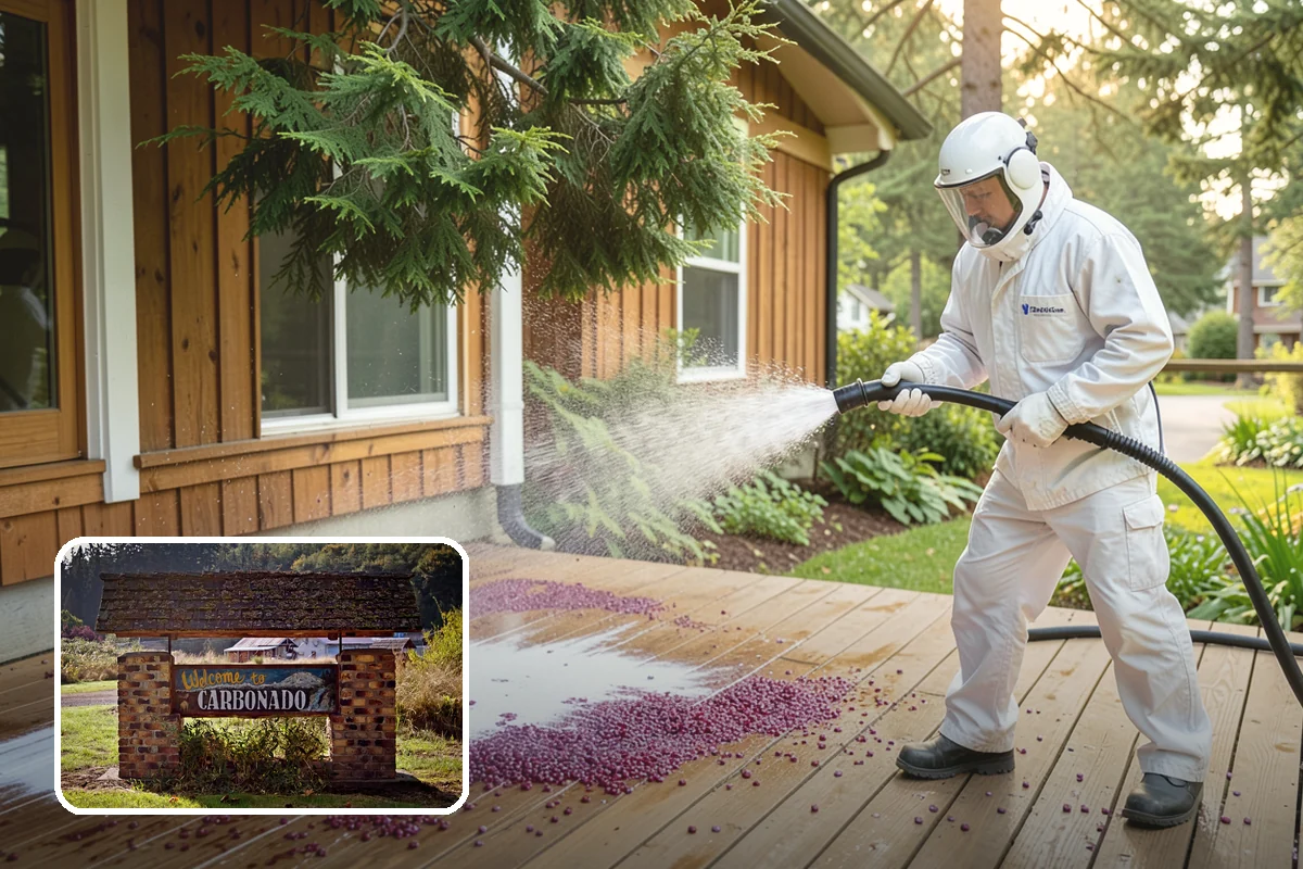 Exterior Gutter Whitening in Carbonado, Pierce County, WA - Dissolves the gray oxidation layer on white gutter faces
