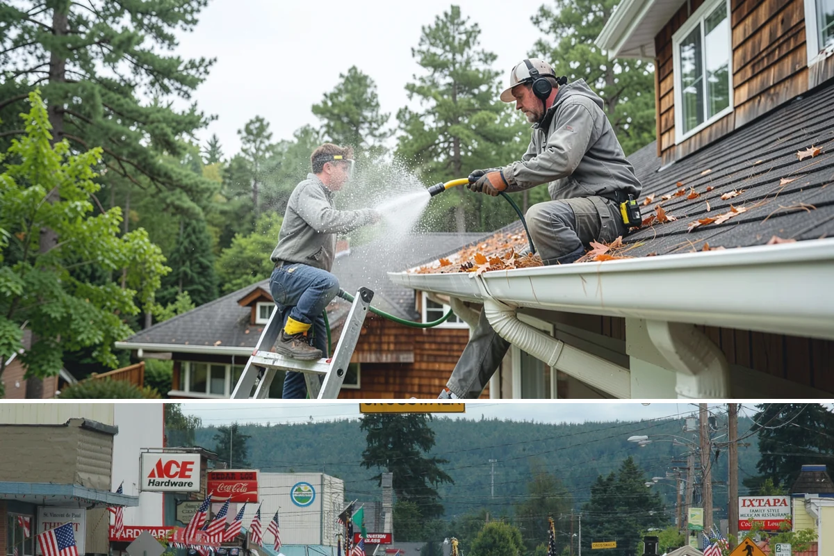 Exterior Gutter Whitening in Carnation, King County, WA - Whitening shows best in spring or summer when brighter light highlights the restored panels.
