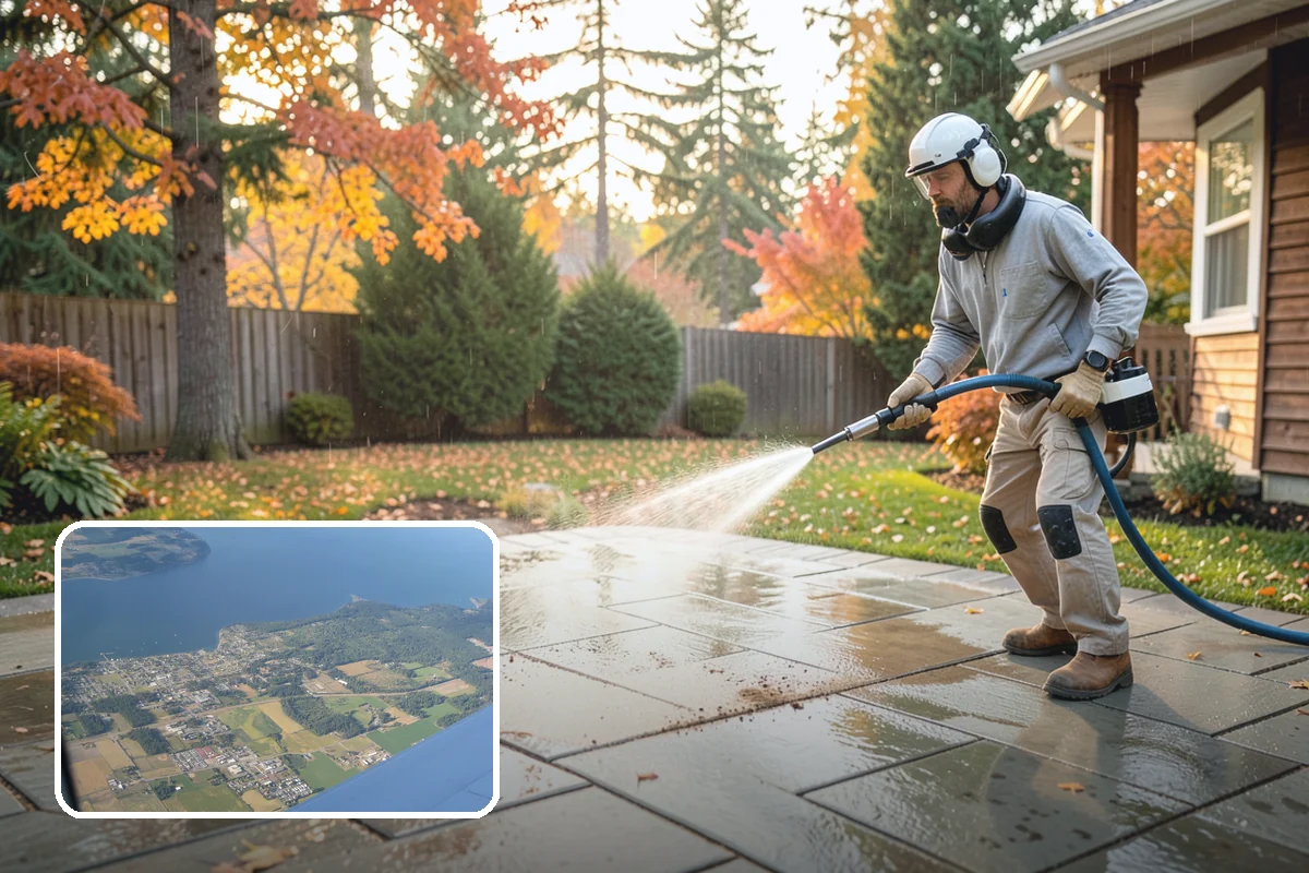 Exterior Gutter Whitening in Coupeville, Island County, WA - Dissolves the gray oxidation layer on white gutter faces