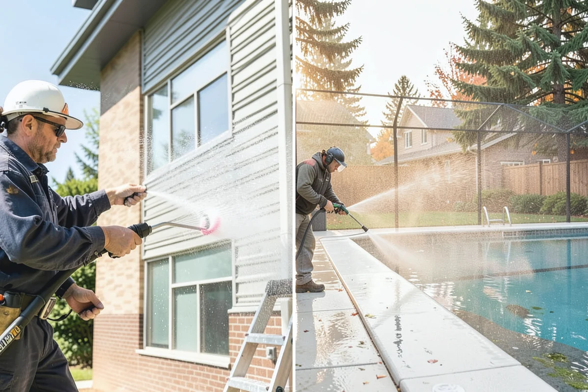 Exterior Gutter Whitening in Coupeville, Island County, WA - Rinse loose grime from the gutter faces