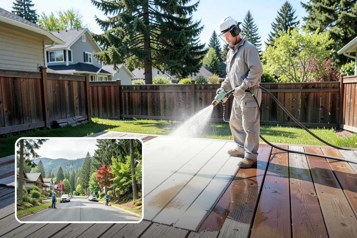 Exterior Gutter Whitening in Darrington, Snohomish County, WA - Dissolves the gray oxidation layer on white gutter faces