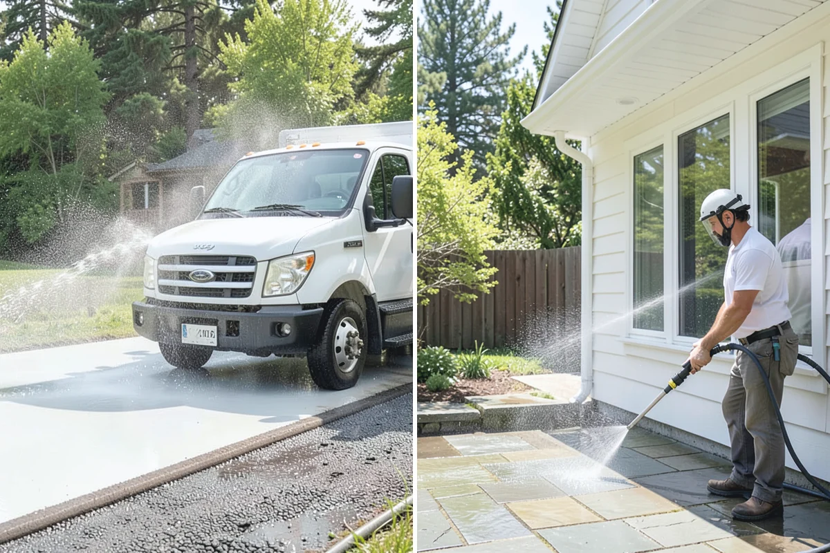 Exterior Gutter Whitening in Darrington, Snohomish County, WA - Rinse loose grime from the gutter faces