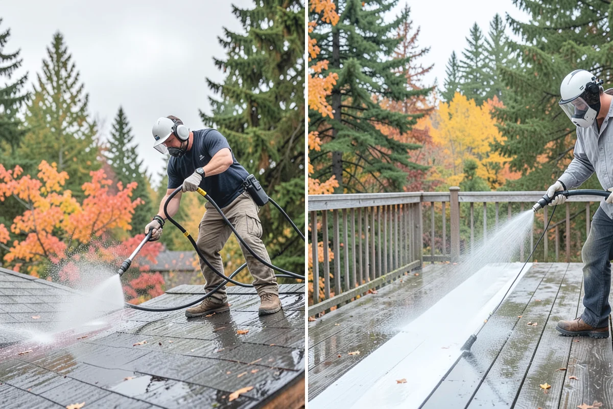 Exterior Gutter Whitening in Des Moines, King County, WA - Rinse loose grime from the gutter faces