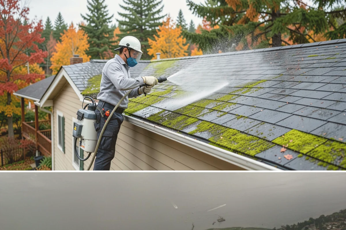 Exterior Gutter Whitening in Des Moines, King County, WA - Whitening shows best in spring or summer when brighter light highlights the restored panels.