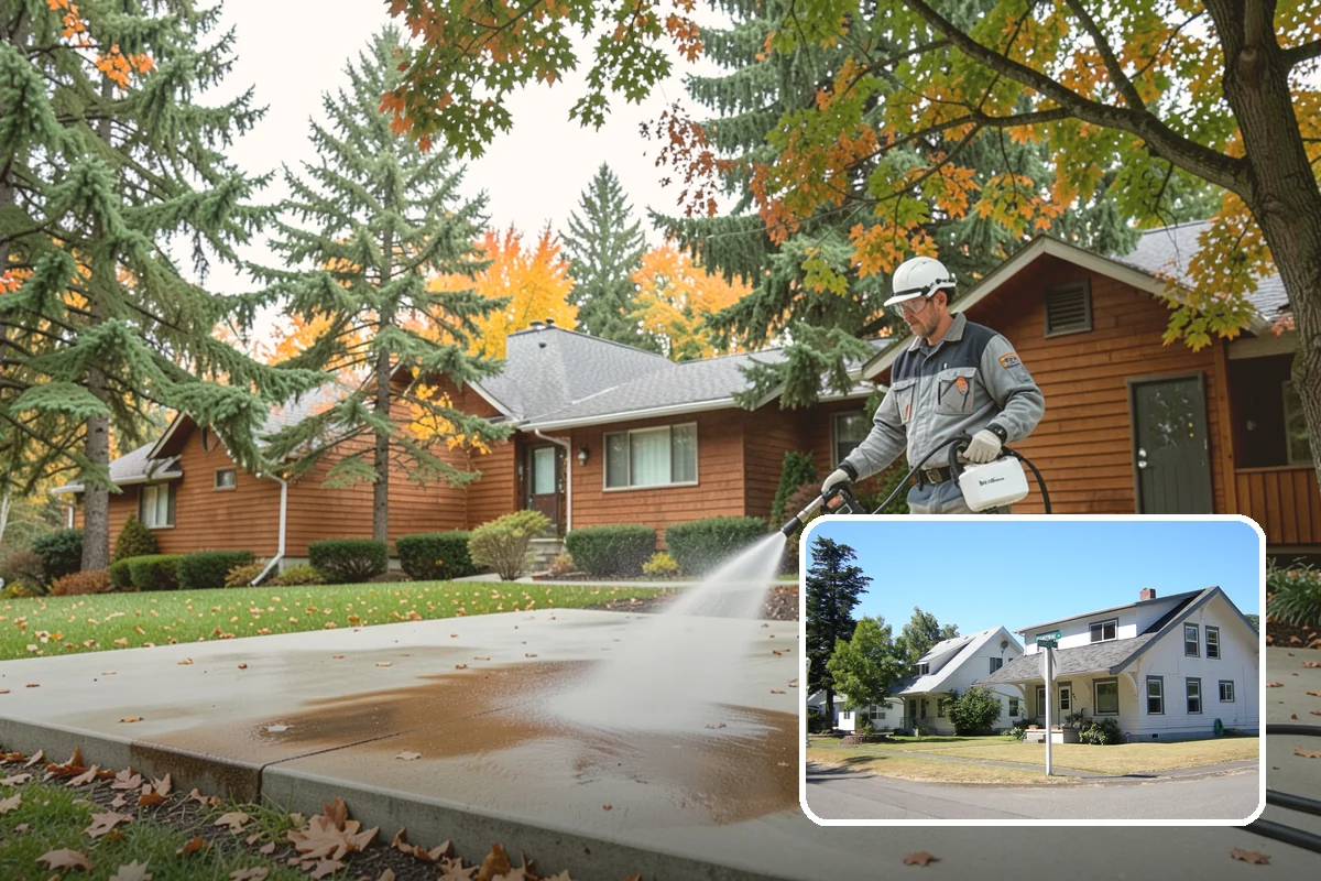 Exterior Gutter Whitening in DuPont, Pierce County, WA - Dissolves the gray oxidation layer on white gutter faces