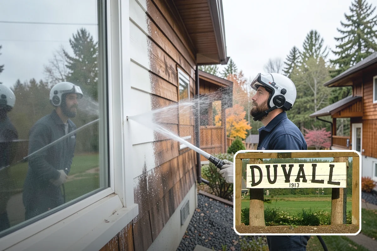 Exterior Gutter Whitening in Duvall, King County, WA - Dissolves the gray oxidation layer on white gutter faces