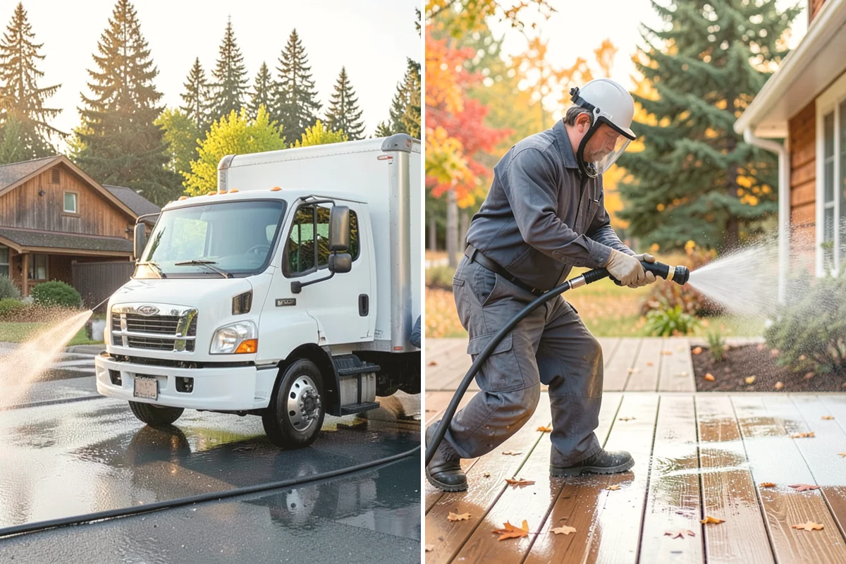 Exterior Gutter Whitening in Duvall, King County, WA - Rinse loose grime from the gutter faces