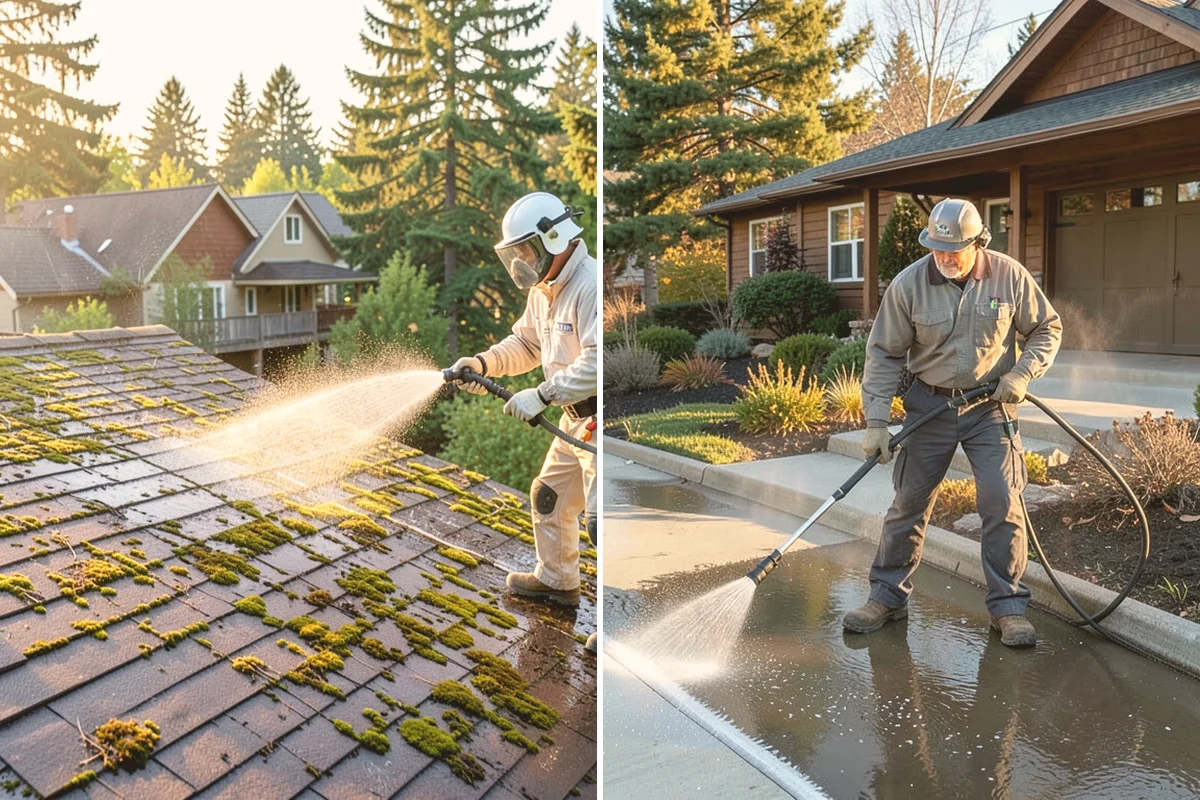 Exterior Gutter Whitening in Eatonville, Pierce County, WA - Rinse loose grime from the gutter faces