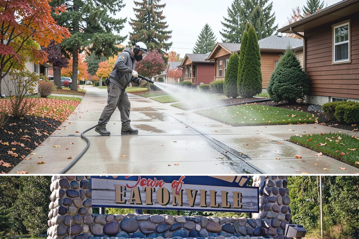 Exterior Gutter Whitening in Eatonville, Pierce County, WA - Whitening shows best in spring or summer when brighter light highlights the restored panels.