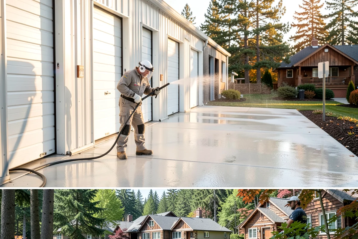 Exterior Gutter Whitening in Edgewood, Pierce County, WA - Whitening shows best in spring or summer when brighter light highlights the restored panels.