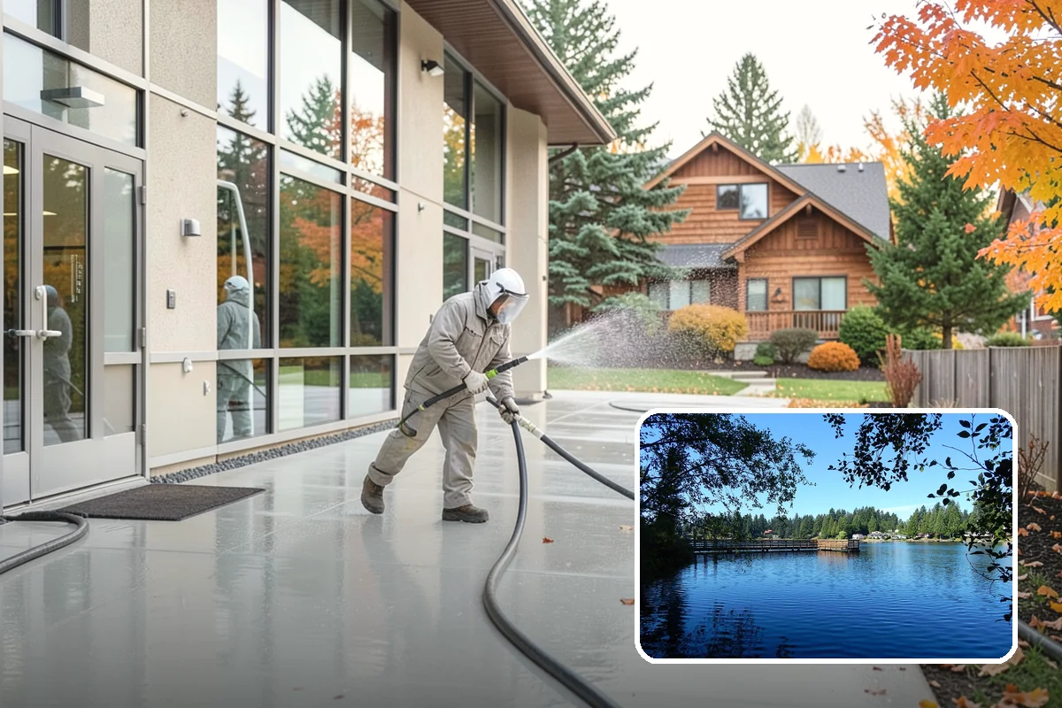 Exterior Gutter Whitening in Federal Way, King County, WA - Dissolves the gray oxidation layer on white gutter faces