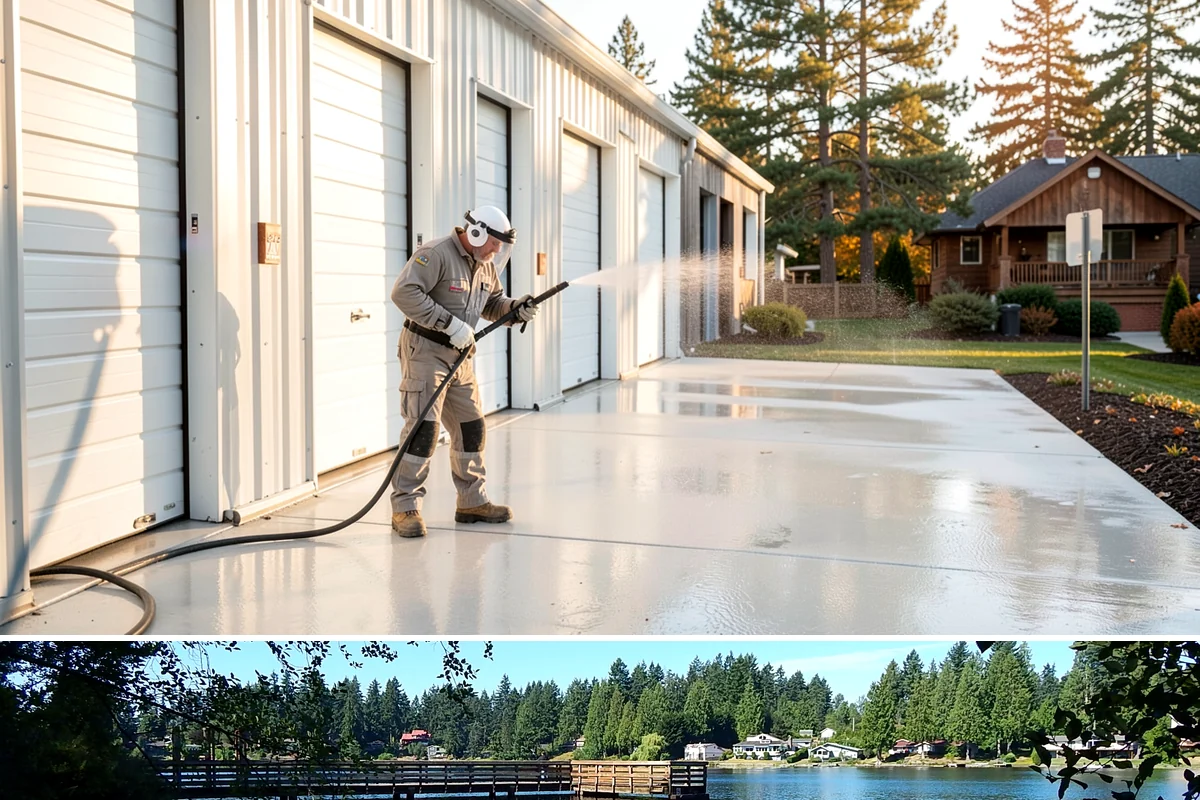 Exterior Gutter Whitening in Federal Way, King County, WA - Whitening shows best in spring or summer when brighter light highlights the restored panels.