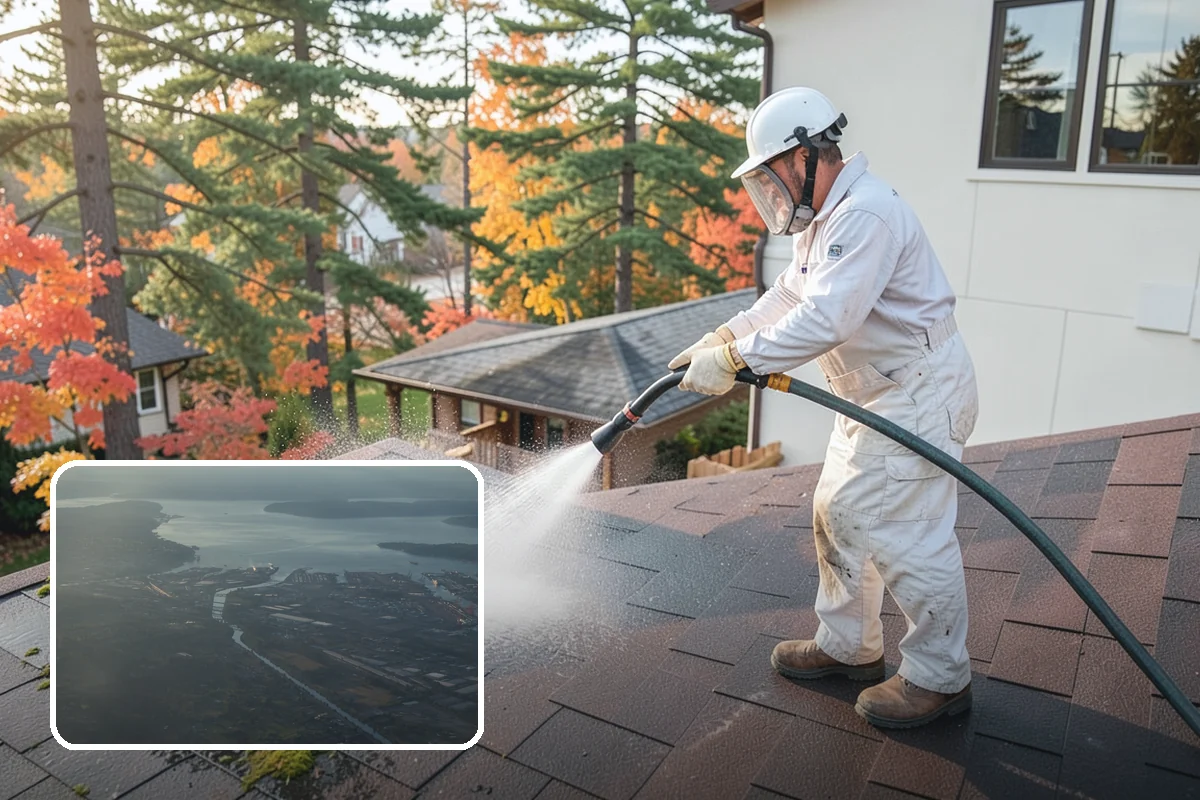 Exterior Gutter Whitening in Fife, Pierce County, WA - Dissolves the gray oxidation layer on white gutter faces