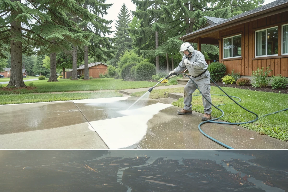 Exterior Gutter Whitening in Fife, Pierce County, WA - Whitening shows best in spring or summer when brighter light highlights the restored panels.