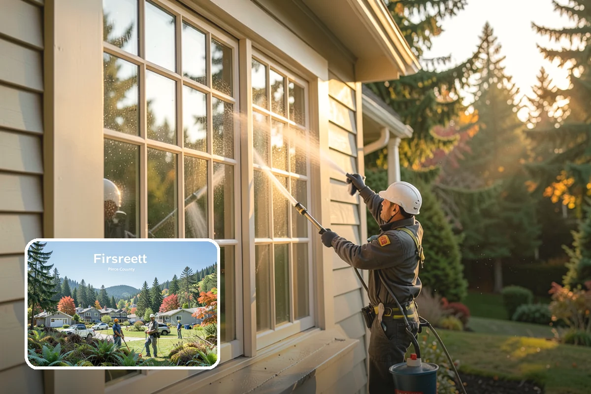 Exterior Gutter Whitening in Fircrest, Pierce County, WA - Dissolves the gray oxidation layer on white gutter faces