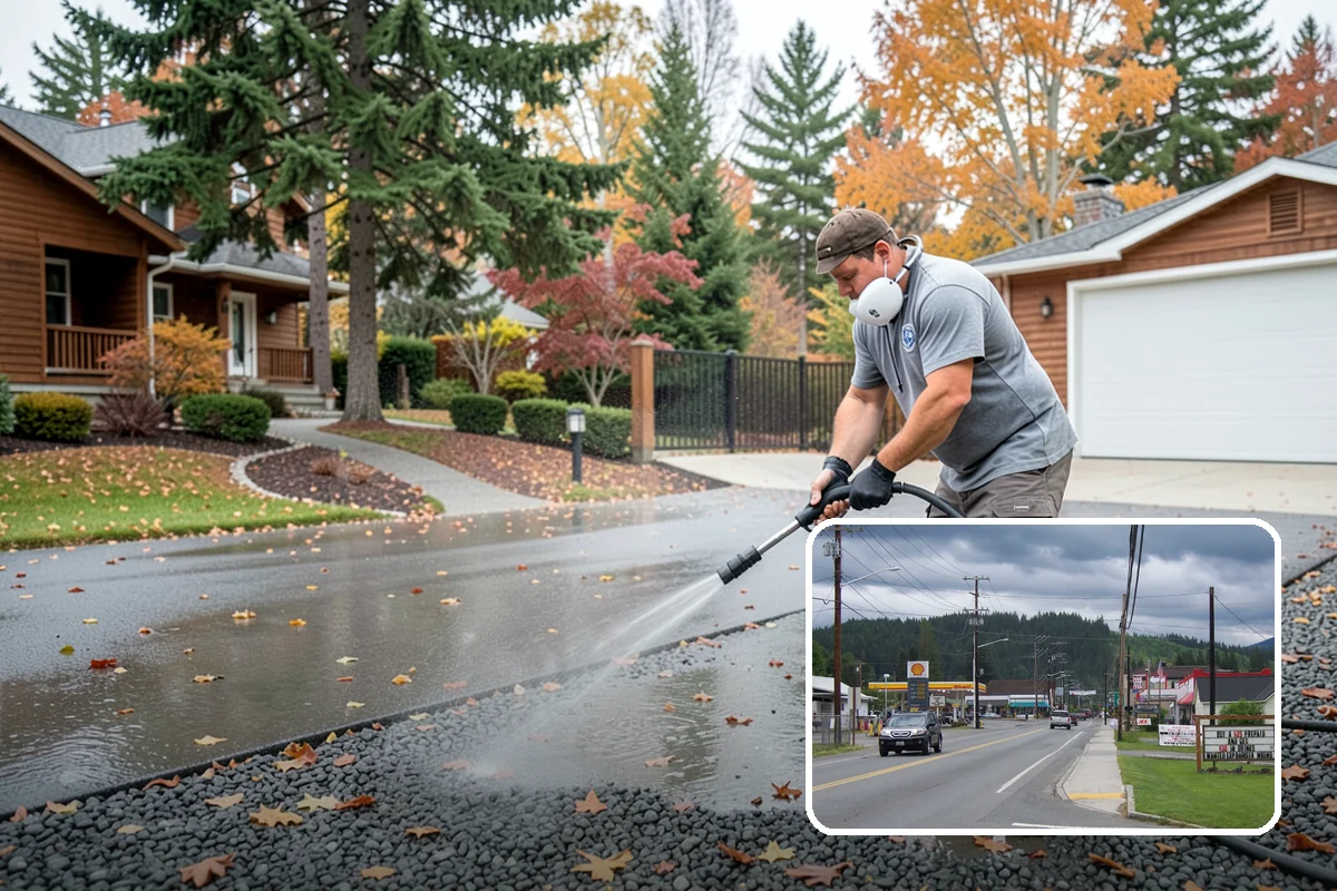 Exterior Gutter Whitening in Granite Falls, Snohomish County, WA - Dissolves the gray oxidation layer on white gutter faces
