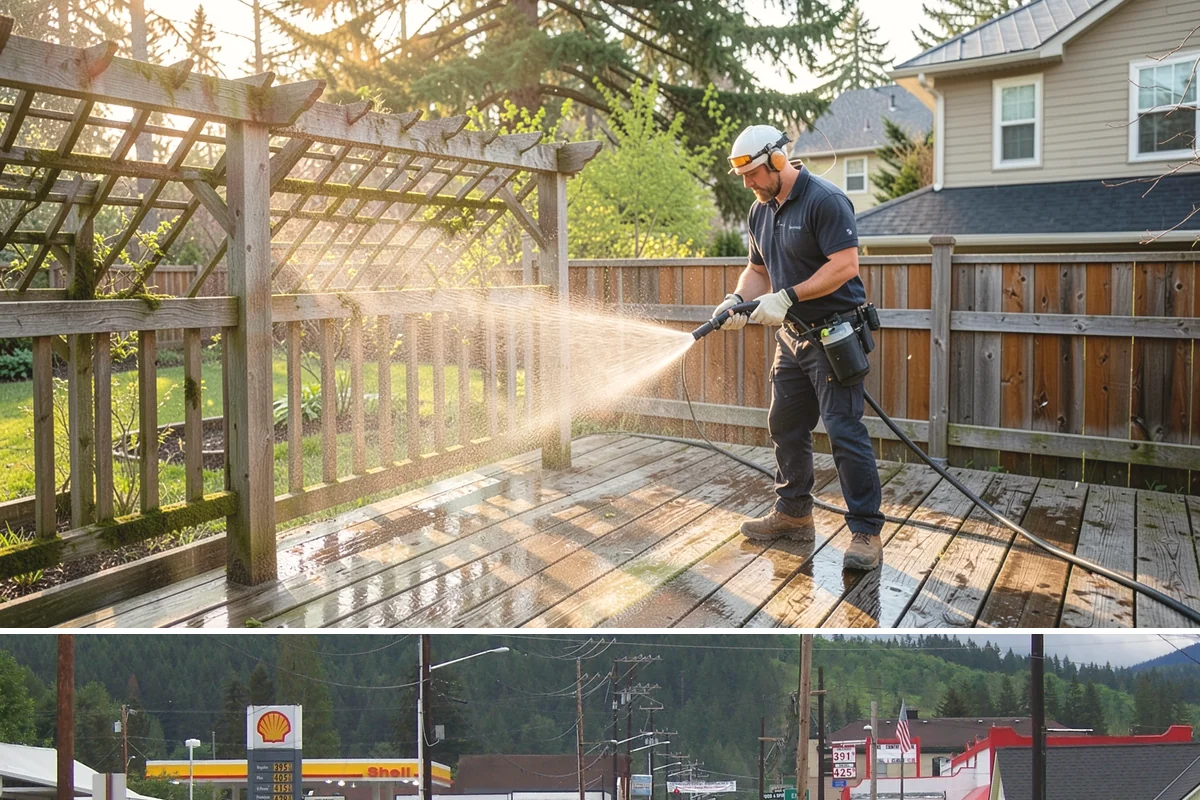 Exterior Gutter Whitening in Granite Falls, Snohomish County, WA - Whitening shows best in spring or summer when brighter light highlights the restored panels.