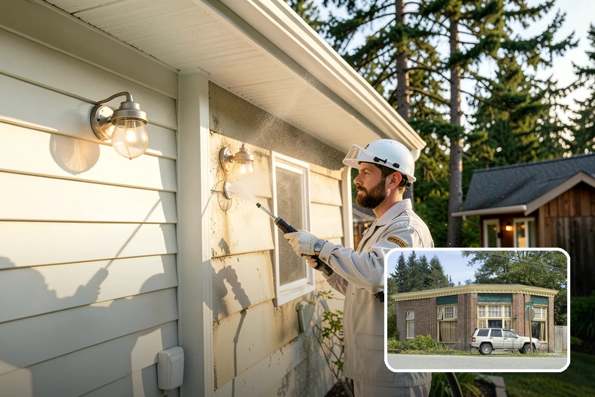 Exterior Gutter Whitening in Hamilton, Skagit County, WA - Dissolves the gray oxidation layer on white gutter faces