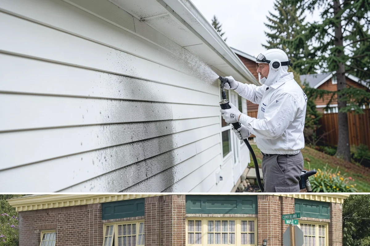 Exterior Gutter Whitening in Hamilton, Skagit County, WA - Whitening shows best in spring or summer when brighter light highlights the restored panels.