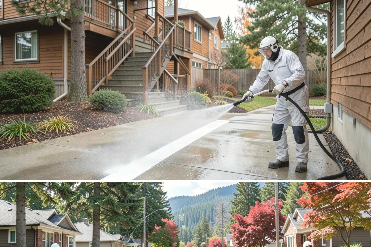 Exterior Gutter Whitening in Hunts Point, King County, WA - Whitening shows best in spring or summer when brighter light highlights the restored panels.