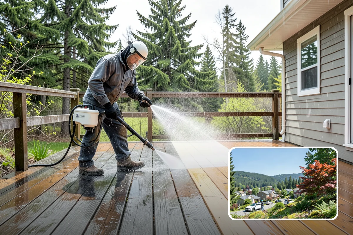 Exterior Gutter Whitening in Index, Snohomish County, WA - Dissolves the gray oxidation layer on white gutter faces