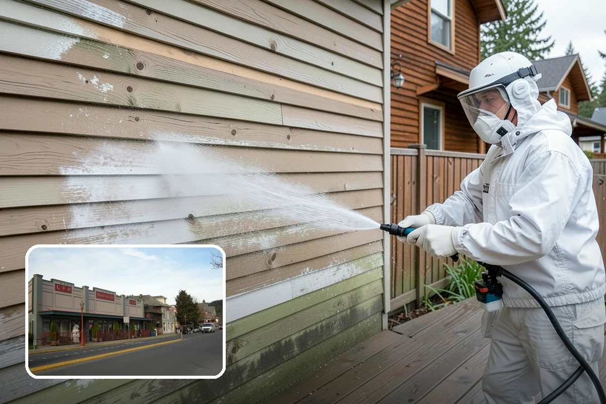 Exterior Gutter Whitening in Issaquah, King County, WA - Dissolves the gray oxidation layer on white gutter faces