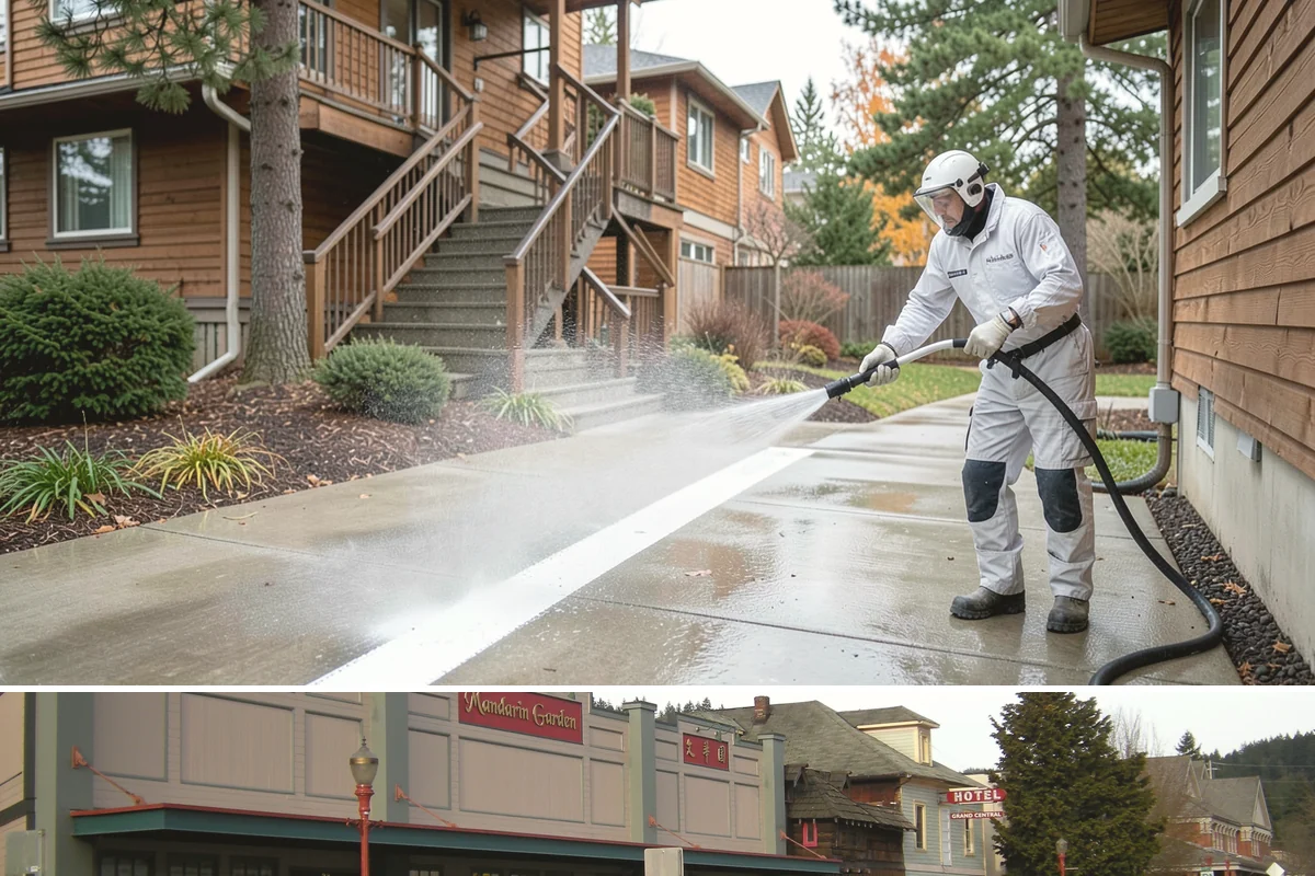 Exterior Gutter Whitening in Issaquah, King County, WA - Whitening shows best in spring or summer when brighter light highlights the restored panels.