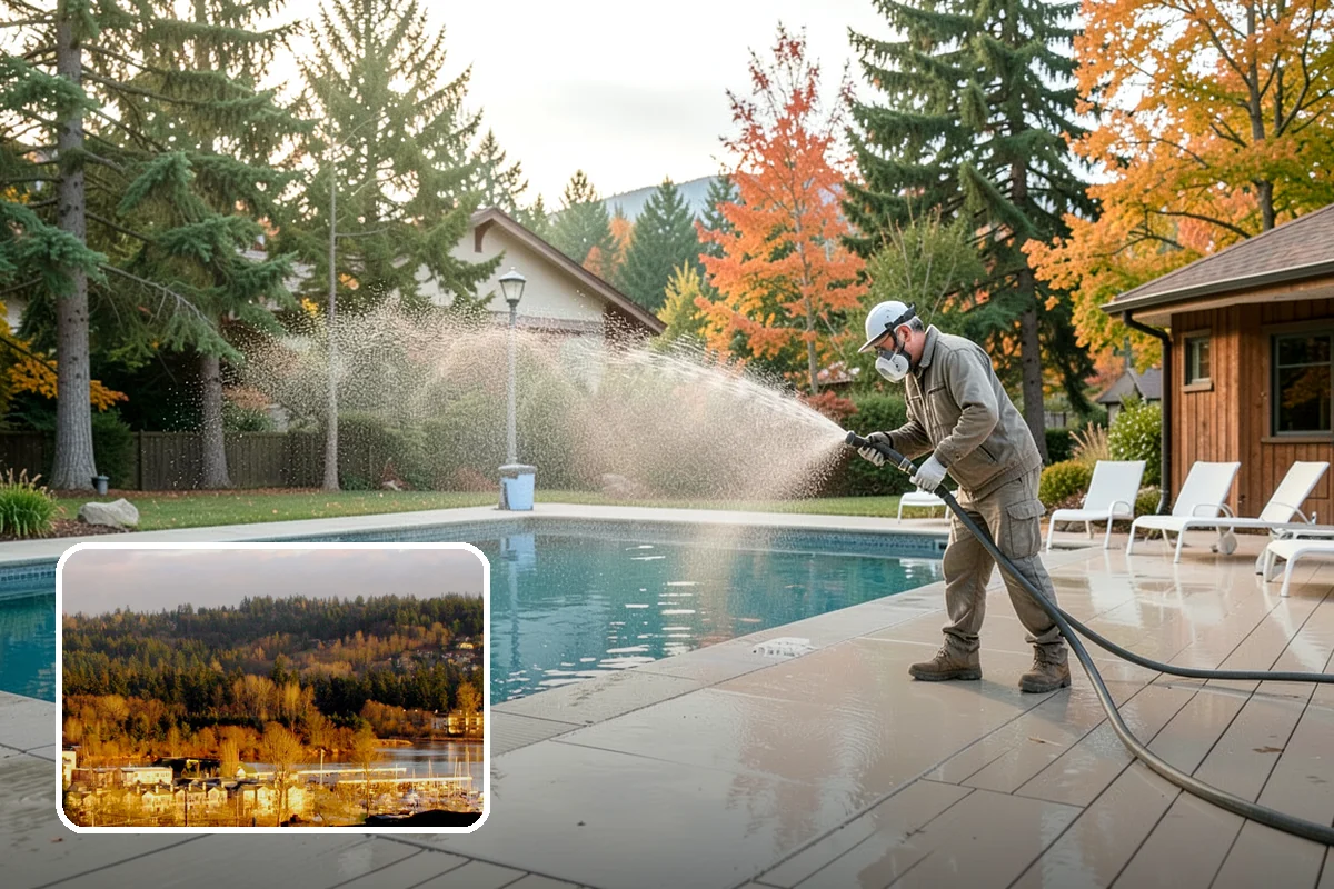 Exterior Gutter Whitening in Kenmore, King County, WA - Dissolves the gray oxidation layer on white gutter faces