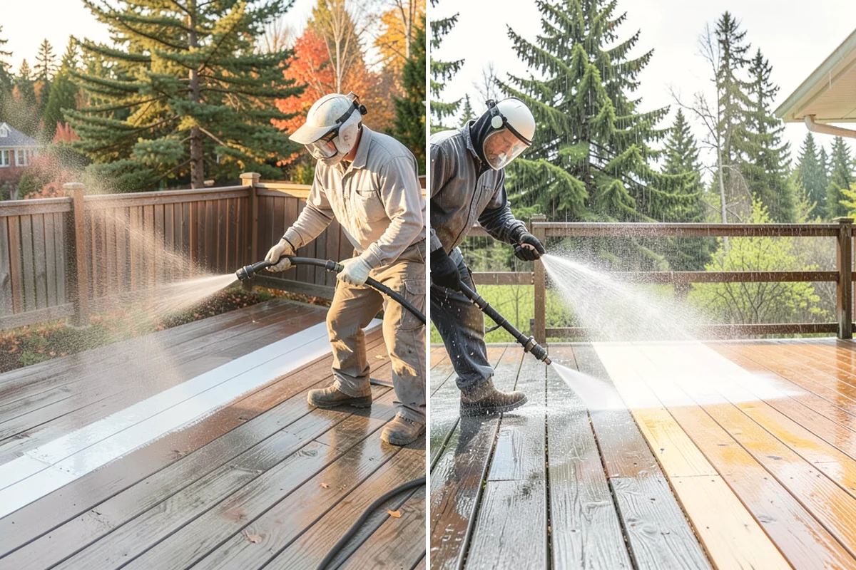Exterior Gutter Whitening in La Conner, Skagit County, WA - Rinse loose grime from the gutter faces