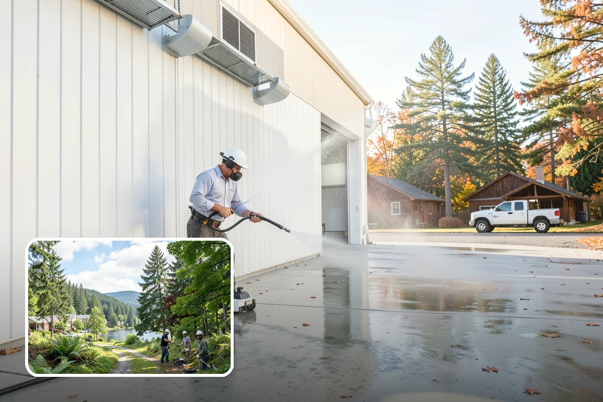 Exterior Gutter Whitening in Lake Forest Park, King County, WA - Dissolves the gray oxidation layer on white gutter faces