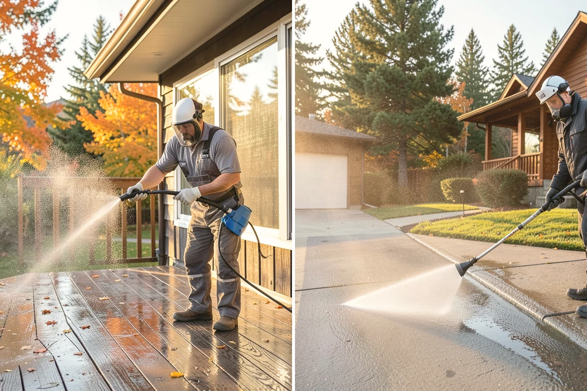 Exterior Gutter Whitening in Lake Stevens, Snohomish County, WA - Rinse loose grime from the gutter faces