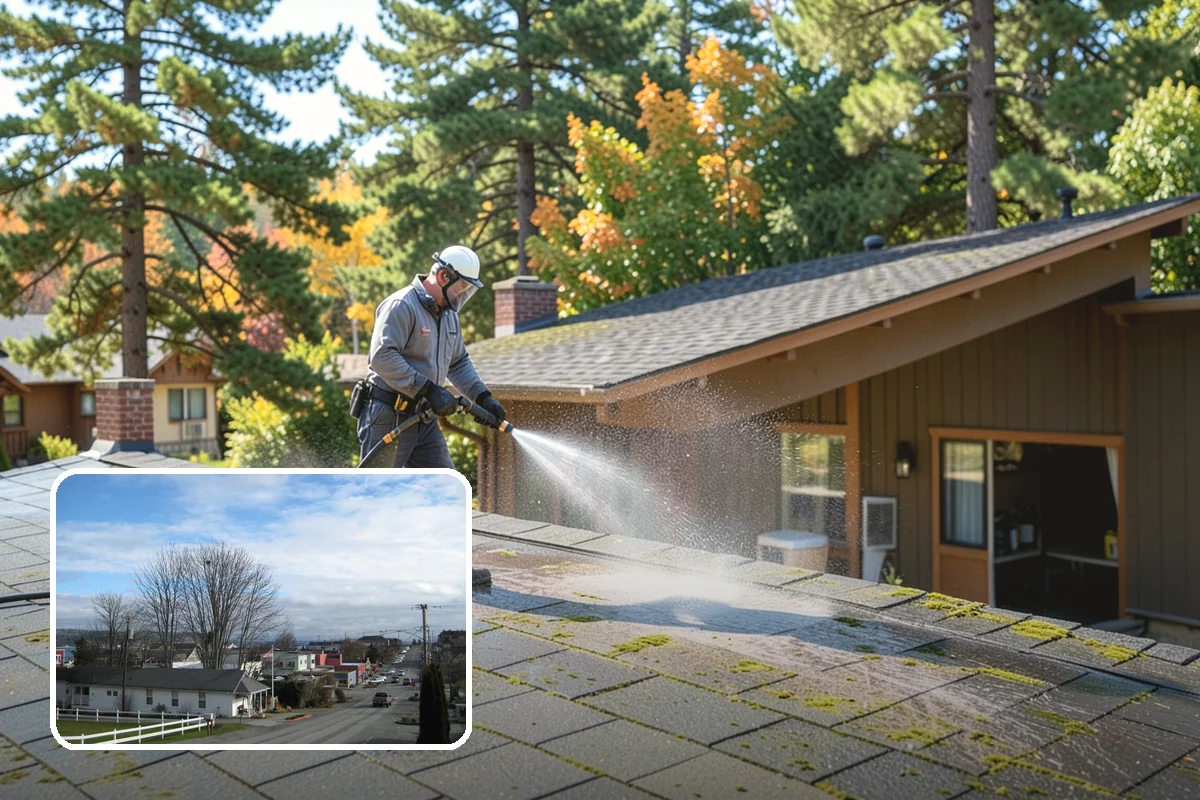 Exterior Gutter Whitening in Langley, Island County, WA - Dissolves the gray oxidation layer on white gutter faces